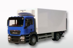 Reklamowe samochody TIR-zabawki w skali 1:25 z nadrukiem