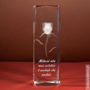 Prezent dla nauczycielki • wysoka statuetka z Różą 3D i osobistą dedykacją