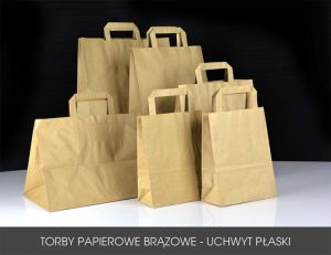 Torby papierowe brązowe - uchwyt płaski