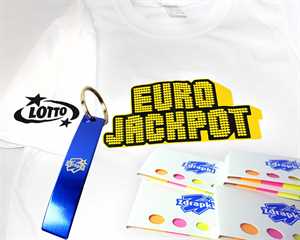T-shirt Lotto, otwieracz i zestaw karteczek zdrapki