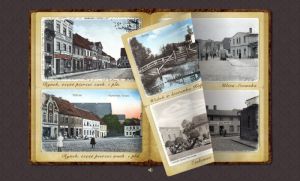 Interaktywna stylizowana książka z historycznymi pocztówkami miasta