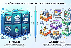 Framer czy WordPress? Uczciwe porównanie dla firm, które nie chcą utrzymywać strony